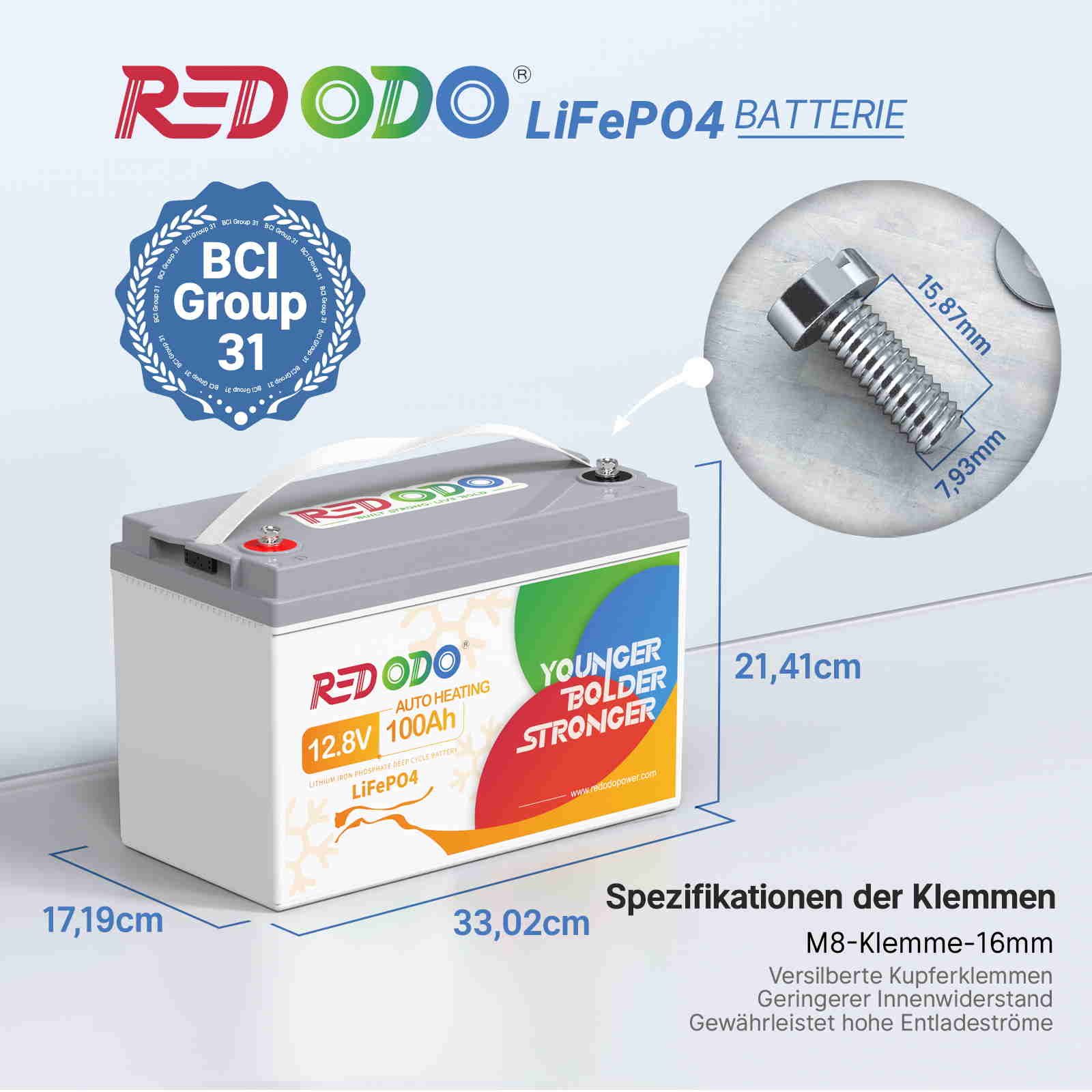 【Nur €268】Befreiung von 19% MwSt - Redodo 12V 100Ah LiFePO4 Batterie mit Selbsterwärmung - nur für Wohngebäude und Deutschland redodopower-de