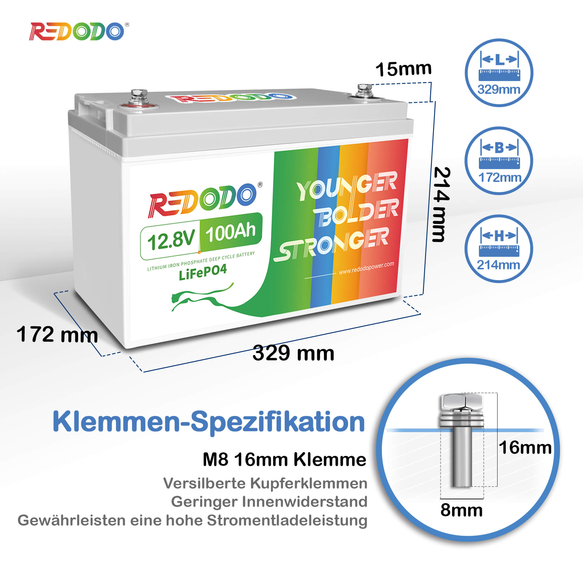 ✅Wie New✅Redodo LiFePO4 12V 100Ah Deep Cycle LiFePO4 Batterie | 1,28kWh & 1,28kW