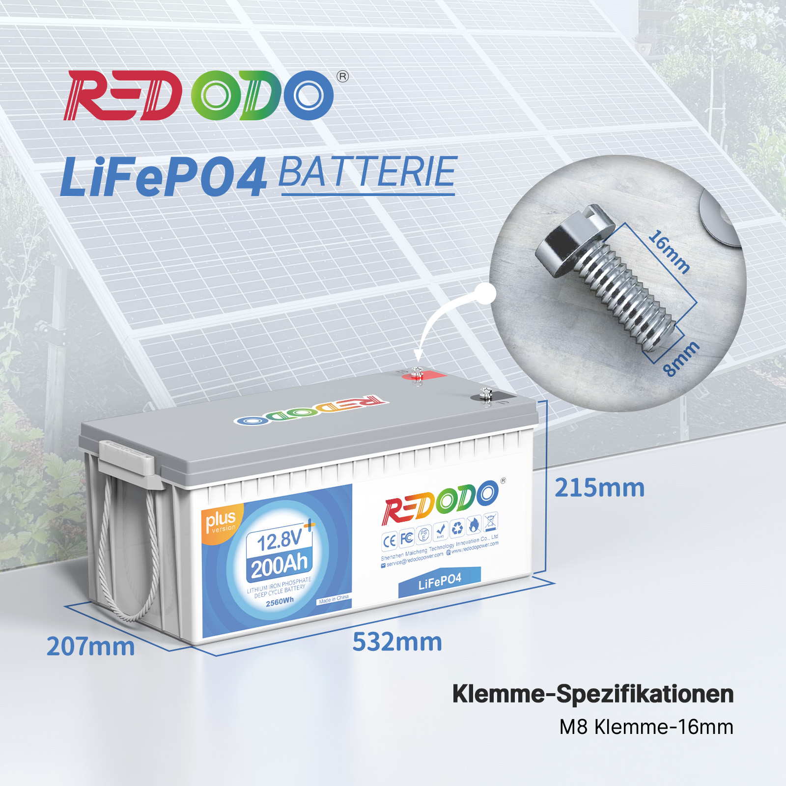 ✅Wie Neu✅Redodo LiFePO4 200Ah Plus Akku 12V | 2,56kWh & 2,56kW