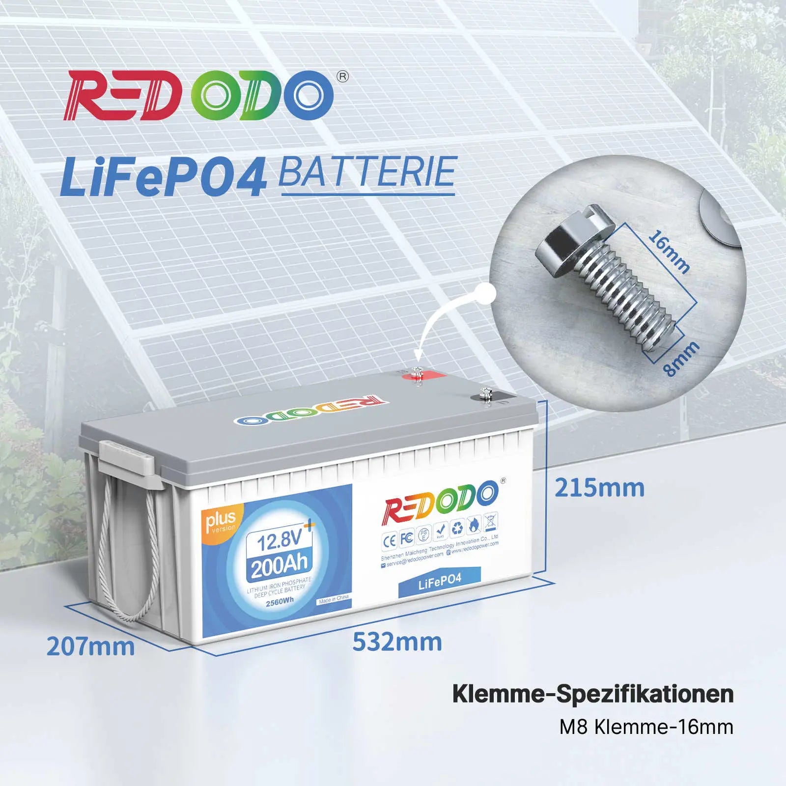 ✅Wie Neu✅Befreiung von 19% MwSt - Redodo 12V 200Ah Plus Deep Cycle LiFePO4 Batterie - nur für Wohngebäude und Deutschland