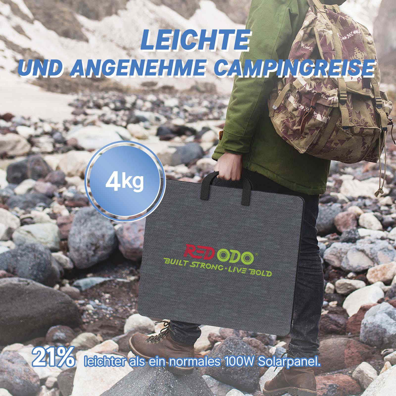 Befreiung von 19% MwSt - Redodo Tragbares 100W Solarmodul - nur für Wohngebäude und Deutschland