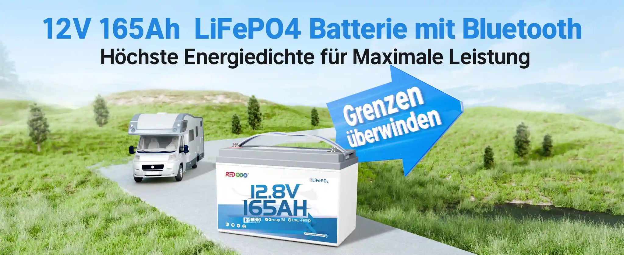 Leistungsstarke 12V 165ah LiFePO4 Batterie mit Bluetooth und hoher Energiedichte