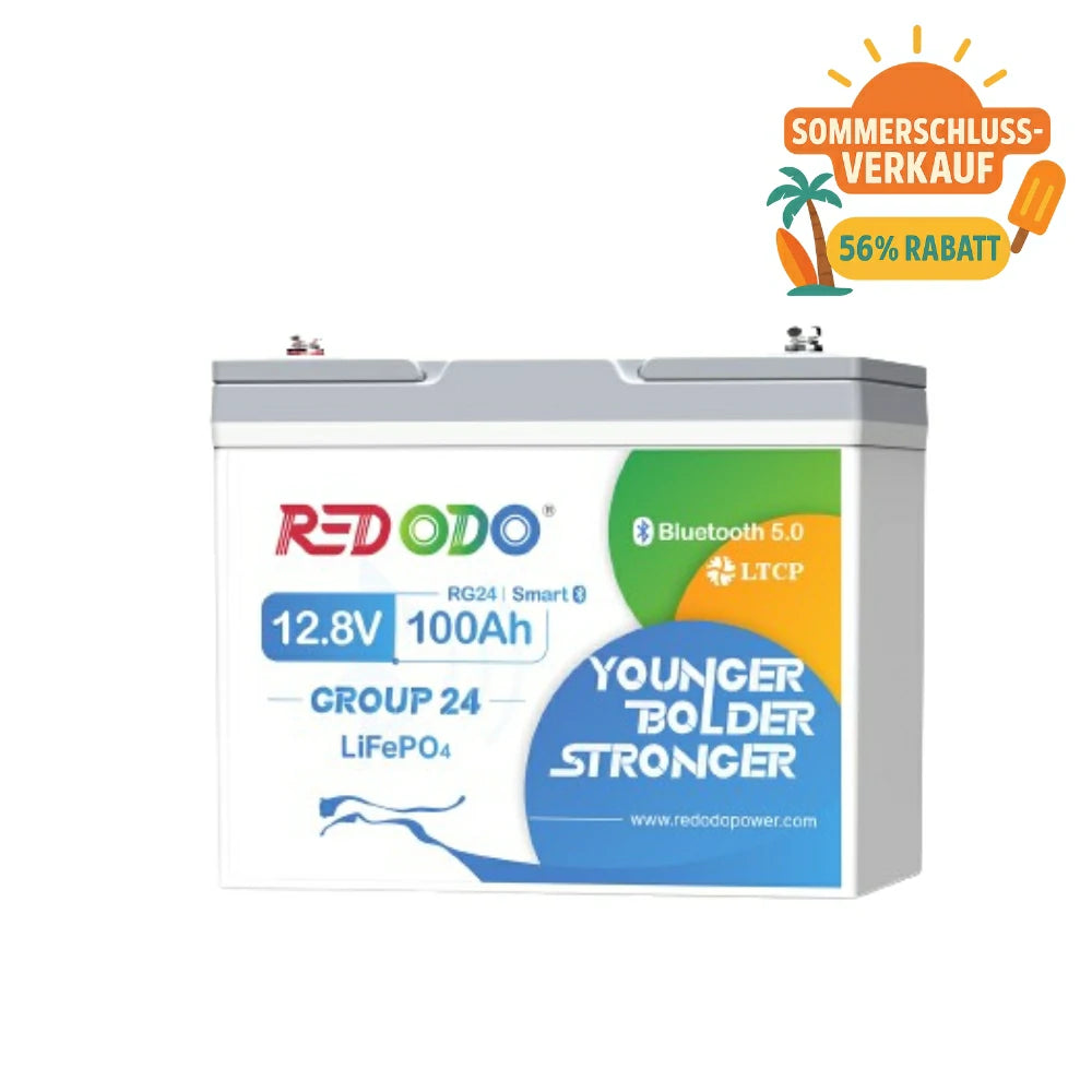【Superpreis】Redodo 12V 100Ah Gruppe24 LiFePO4 Batterie mit Bluetooth | Batterie Wohnmobil, Solarbatterie