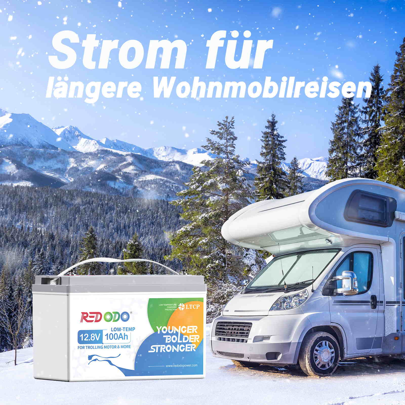 Redodo 12V 100AH Low Temp LiFePO4 Batterie Wohnmobil