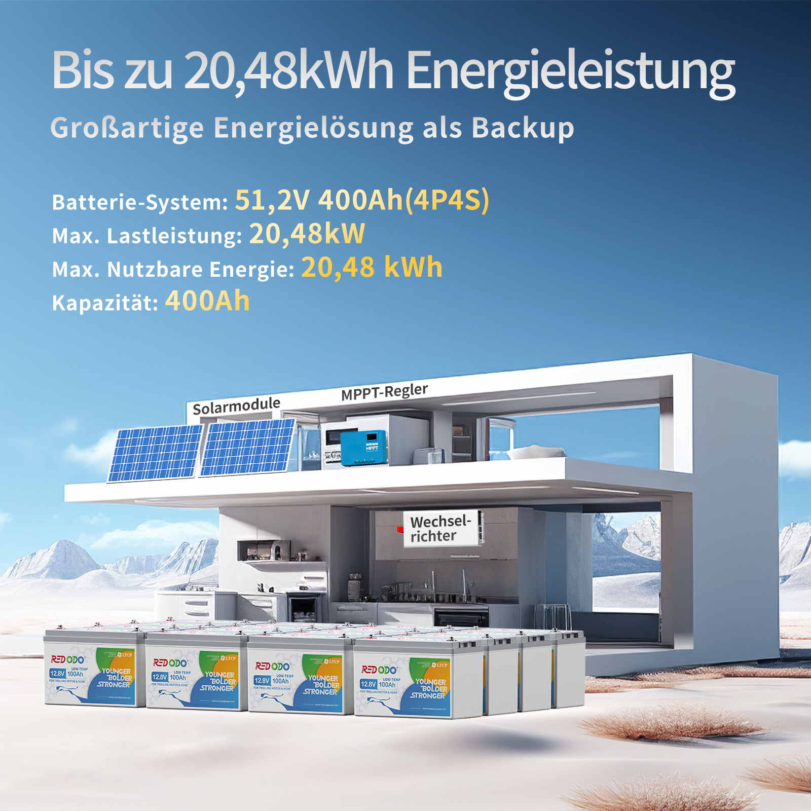 Redodo 12V 100AH Low Temp LiFePO4 Batterie Erweiterung