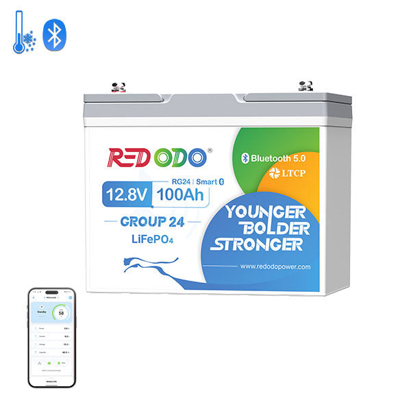 Redodo 12V 100Ah Gruppe24 LiFePO4 Batterie mit Bluetooth