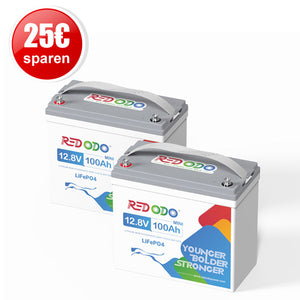 【Nur €291,99】Redodo LiFePO4 12V 100Ah Mini Deep Cycle LiFePO4 Batterie | 1,28kWh & 1,28kW redodopower-de