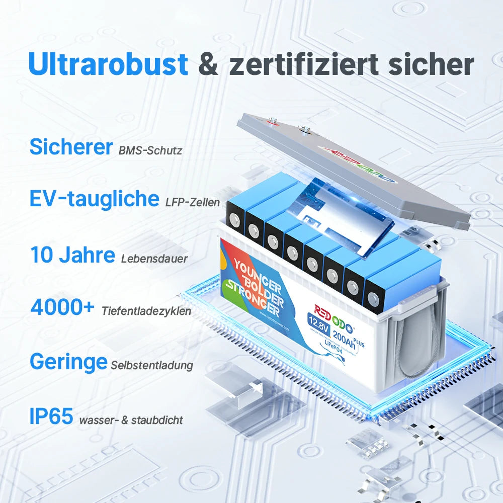 Technische Daten der Redodo LiFePO4 Batterie 12V 100Ah