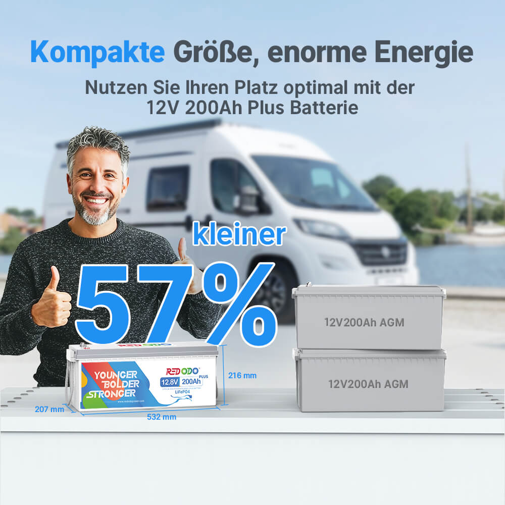 Redodo LiFePO4 12V 200Ah Plus Solarbatterie Vorteile gegenüber AGM Batterien