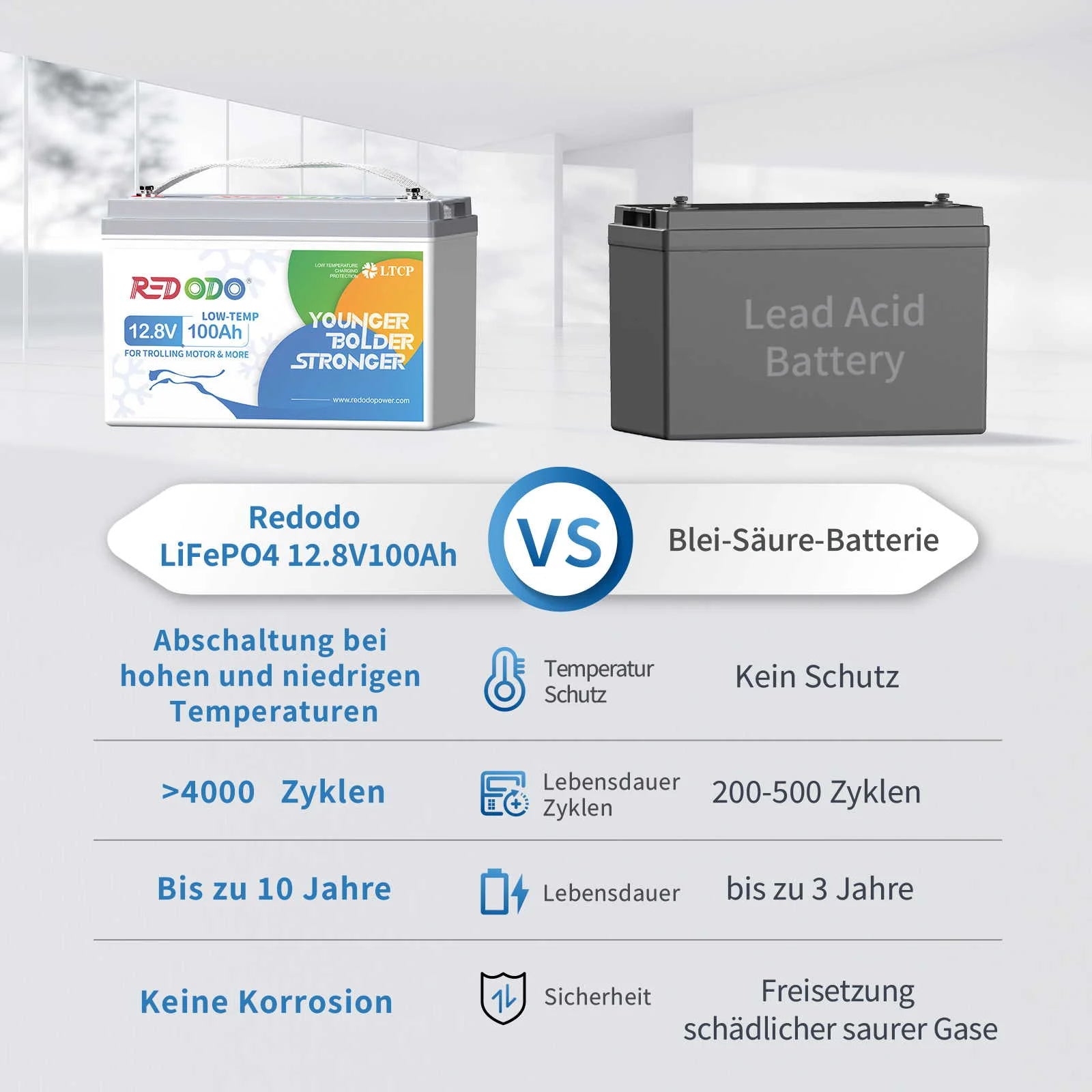 Redodo 12V 100AH Low Temp LiFePO4 Batterie Vergleich