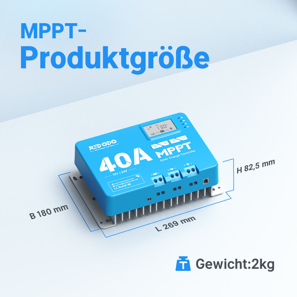Redodo 40A MPPT 12V/24V Auto DC Eingang Solarladeregler mit Bluetooth Empfänger redodopower-de