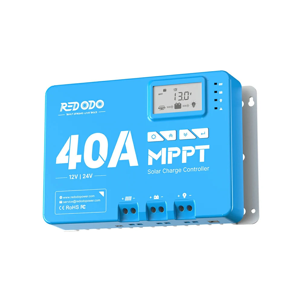 Befreiung von 19% MwSt - Redodo 40A MPPT 12V/24V Auto DC Eingang Solarladeregler mit Bluetooth Empfänger