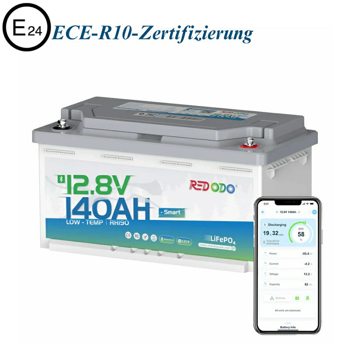 Redodo LiFePO4 12V 140Ah H190 Untersitz Lithium Batterie mit Bluetooth fuer Wohnmobil