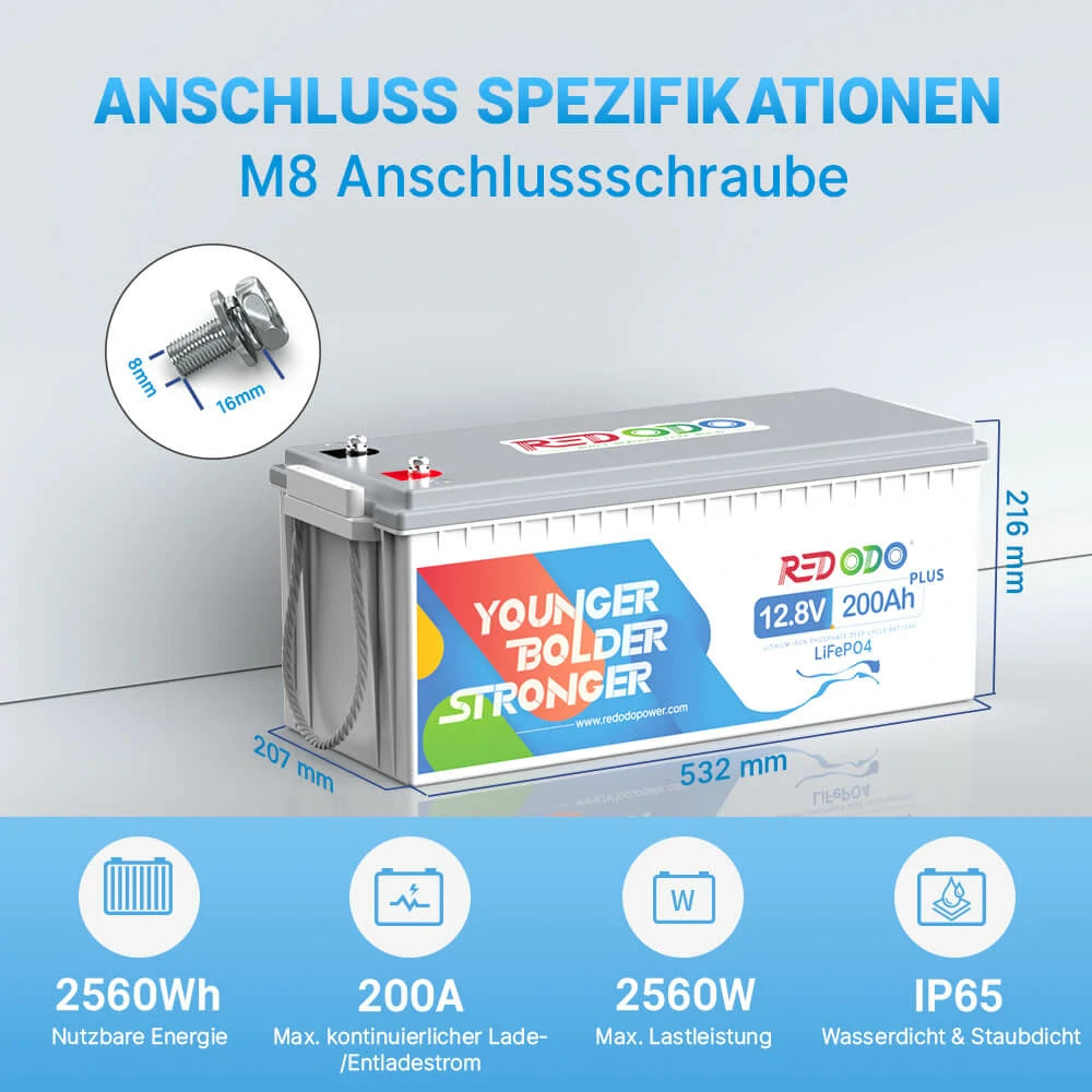Redodo 12V 200Ah Lifepo4 Batterie