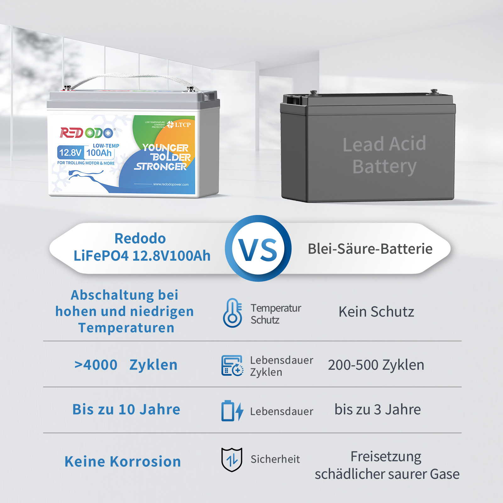 Redodo 12,8V 100AH Low Temp LiFePO4 Deep Cycle Batterie