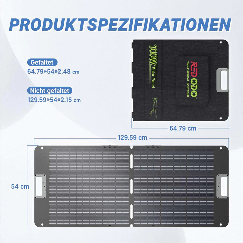 ✅Wie Neu✅Befreiung von 19% MwSt - Redodo Tragbares 100W Solarmodul - nur für Wohngebäude und Deutschland redodopower-de-free