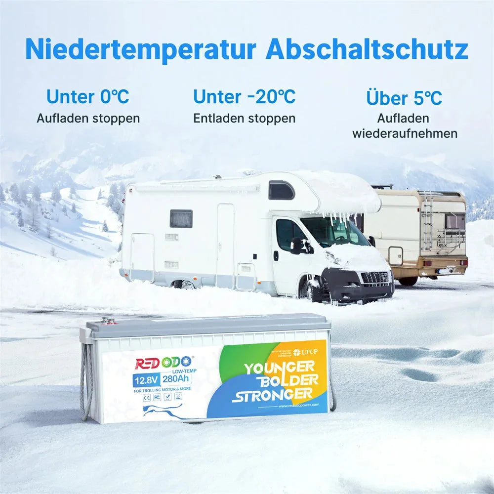 Redodo 12V 280Ah LiFePO4 Batterie mit Niedrigtemperatur Abschaltschutz