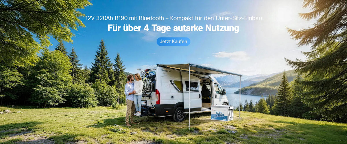 Redodo 12V 320Ah B190 Bluetooth LiFePO4 Batterie Kompakt für den Unter-Sitz-Einbau