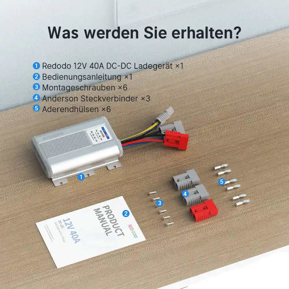 Chargeur de batterie Redodo 12V 40A DC-DC avec MPPT