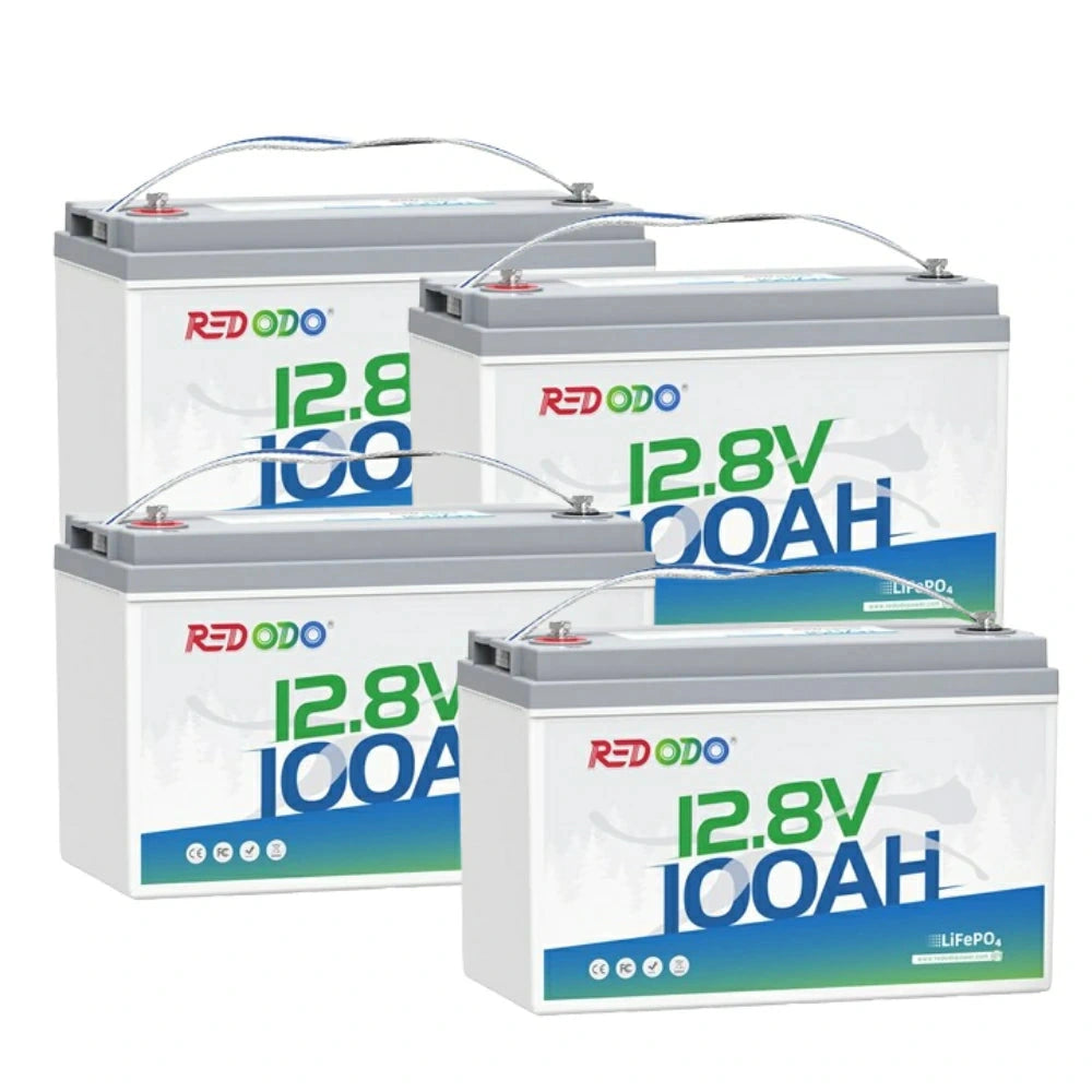 Redodo 12V 100Ah LiFePO4 Batterie im 4er-Pack