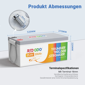 Befreiung von 19% MwSt - Redodo 24V 200Ah LiFePO4 Batterie | 5,12kWh & 5,12kW - nur für Wohngebäude und Deutschland
