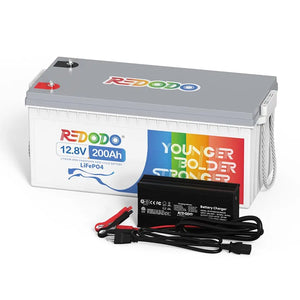 Redodo LiFePO4 12V 200Ah Wiederaufladbare Lithium Batterie | 2,56kWh & 1,28kW
