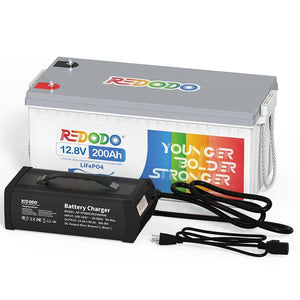 Redodo LiFePO4 12V 200Ah Wiederaufladbare Lithium Batterie | 2,56kWh & 1,28kW