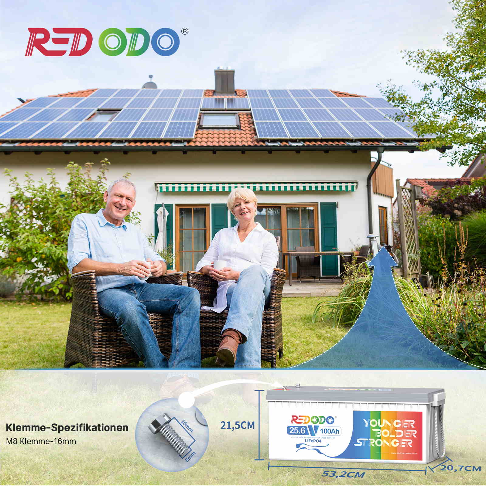 Befreiung von 19% MwSt - Redodo 24V 100Ah Deep Cycle LiFePO4 Batterie - nur für Wohngebäude und Deutschland