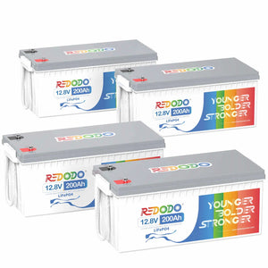 Redodo LiFePO4 12V 200Ah Wiederaufladbare Lithium Batterie | 2,56kWh & 1,28kW