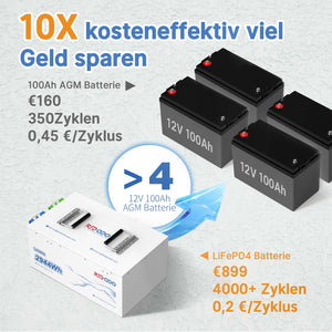 Befreiung von 19% MwSt - Redodo 12V 230Ah LiFePO4 Batterie | 2944Wh & 1920W - nur für Wohngebäude und Deutschland